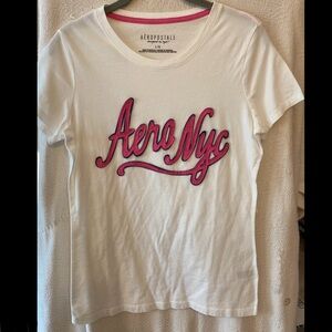 Aeropostale White Tee with Pink Logo